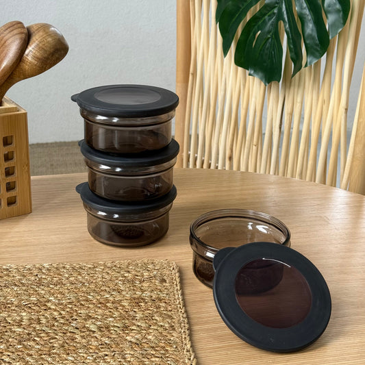Pura Cam Kapaklı Saklama Kabı Kahvaltılık 4 Adet 415 ml