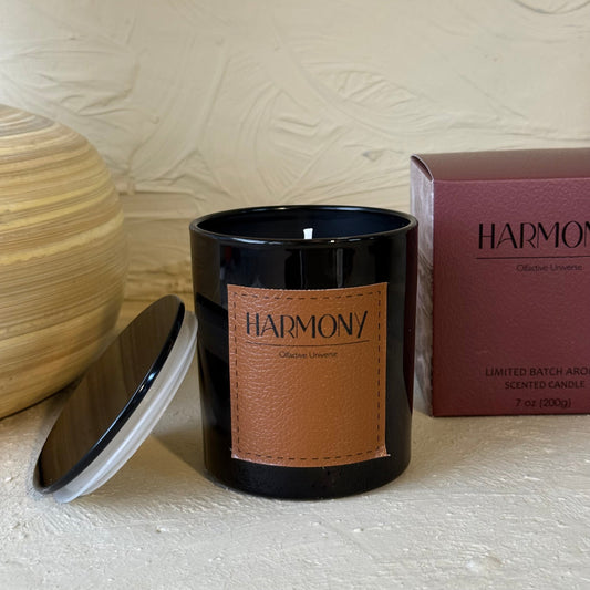 Harmony Cam Bardak Deri Detaylı Kapaklı Mum Lavanta Kokulu KOD:1520