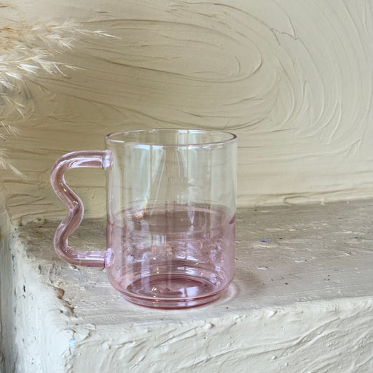 Tutku Borosilikat Cam Nescafe Kupa 400 ml Pembe KOD:030