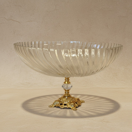 Efegil Lüks Cam Kase Meyvelik Gold Ayaklı 29x29x16 cm (1096)