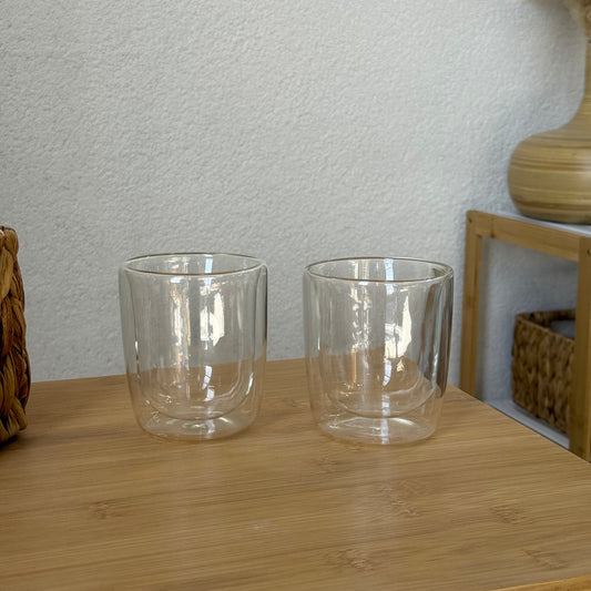 Double Wall Çift Cidarlı Borosilikat Cam İkili Kupa Seti 300 ml KOD:15182