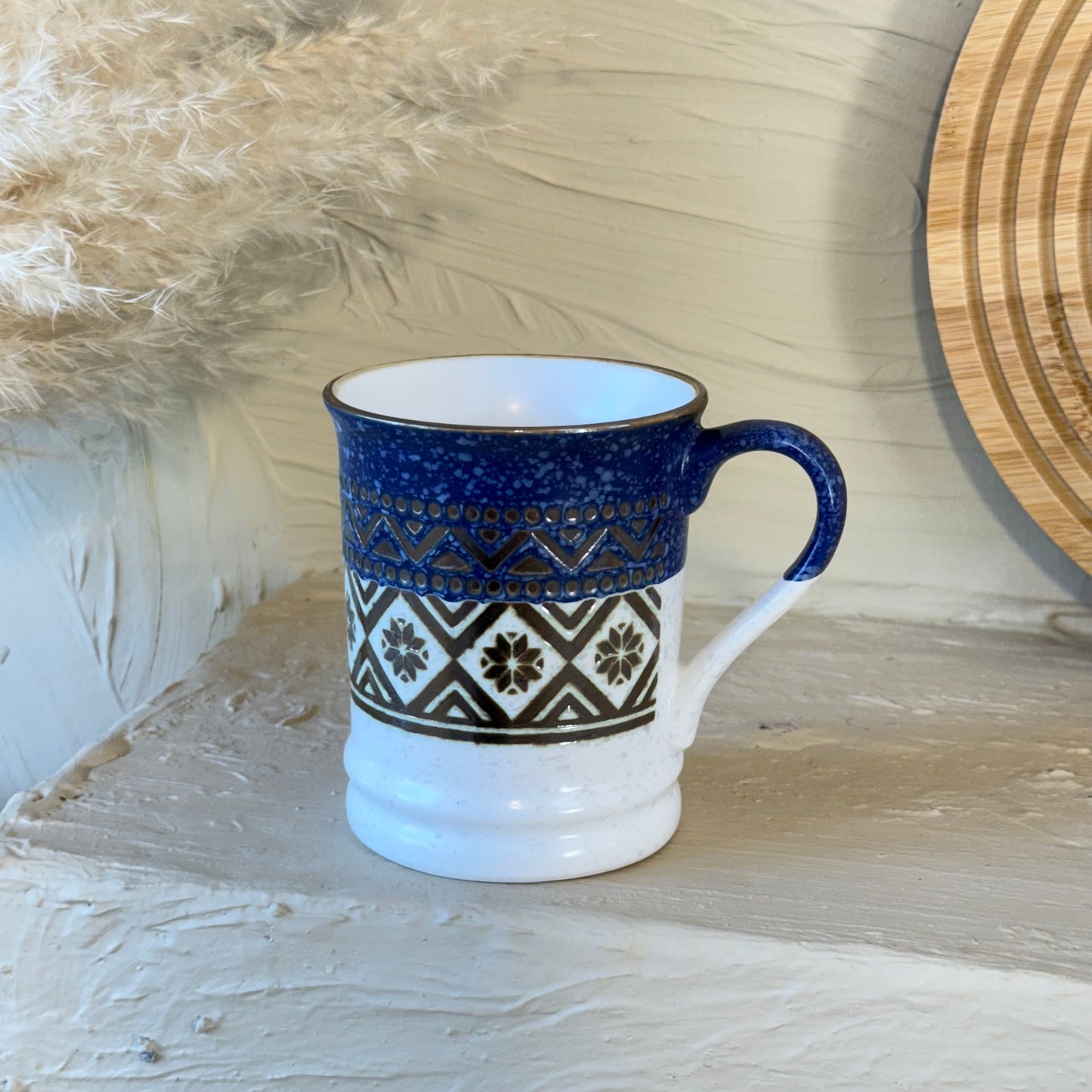 Tutku Porselen Boho Kupa 400 ml Saks Mavi KOD:3035