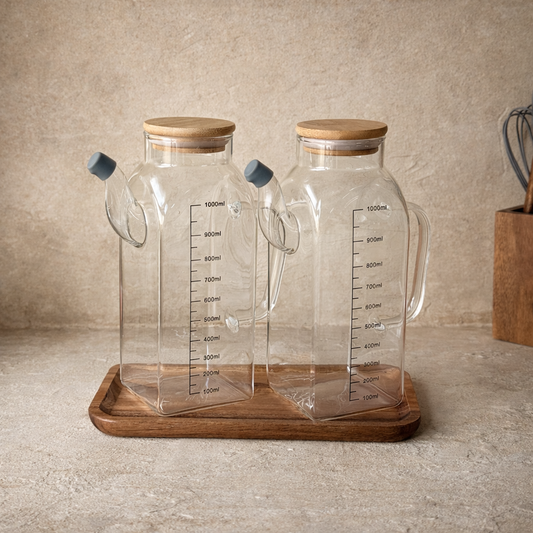Milay Akasya Standlı İkili Yağdanlık Seti 1 Litre KOD:141-2023
