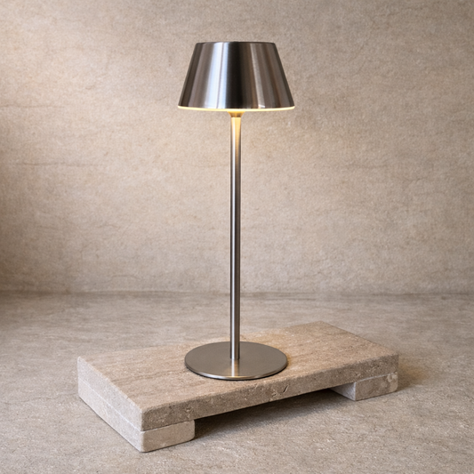 Marina Şarjlı Masa Lambası Gümüş 32 cm