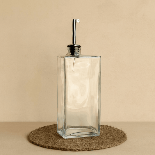 Barotti Dikdörtgen Cam Yağdanlık 500 ML Gümüş