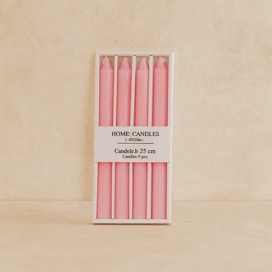 Home Candle 4 Lü Uzun Şamdan Mum Seti Pembe