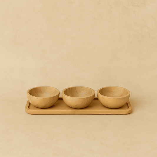 İvory Bambu Standlı Sosluk Reçelik Seti 19x7 CM